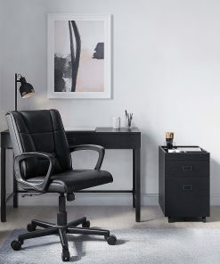 Realspace® Rezzi Vegan Leather Mid-Back Manager Office Chair, Black 2