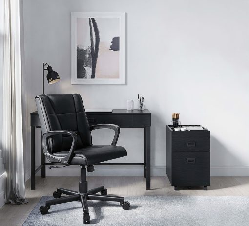 Realspace® Rezzi Vegan Leather Mid-Back Manager Office Chair, Black - Image 2