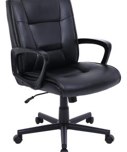 Realspace® Rezzi Vegan Leather Mid-Back Manager Office Chair, Black
