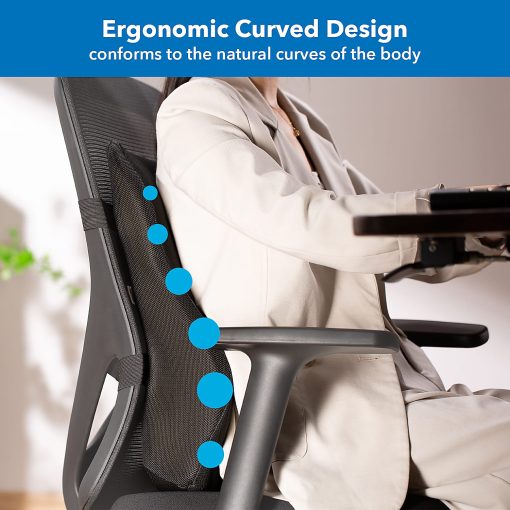 Mount-It! Ergo Collection Full Back Cushion, 18-1/2”H x 16-3/16”W x 4-3/4”D, Black - Image 2