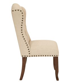 Ave Six Jessica Tufted Wing Chair, Linen/Coffee 2