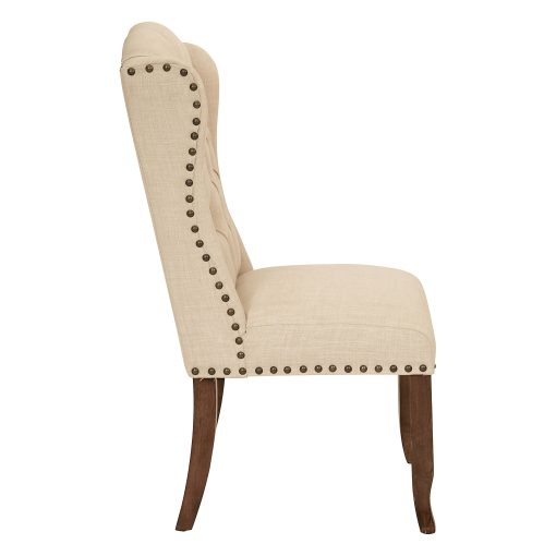 Ave Six Jessica Tufted Wing Chair, Linen/Coffee - Image 2