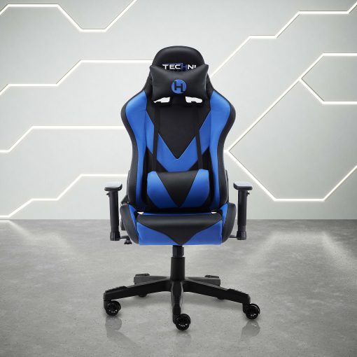 Techni Sport Ergonomic Faux Leather Computer Gaming Chair, Black/Blue - Image 2