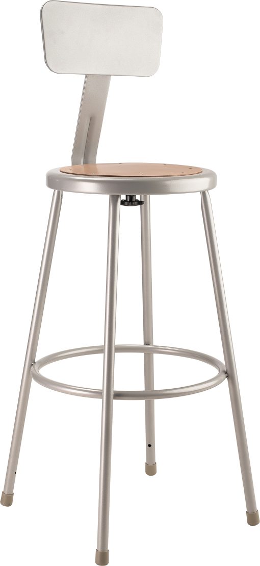 National Public Seating Hardboard Stool With Back, 30"H, Gray - Image 2