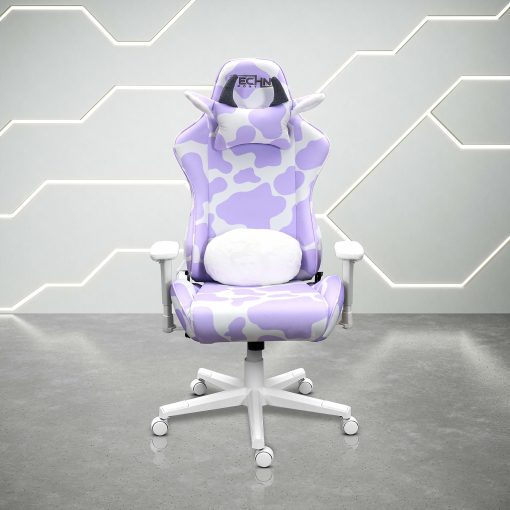 Techni Sport Cow Series Ergonomic Fabric Computer Gaming Chair, Lavender - Image 2
