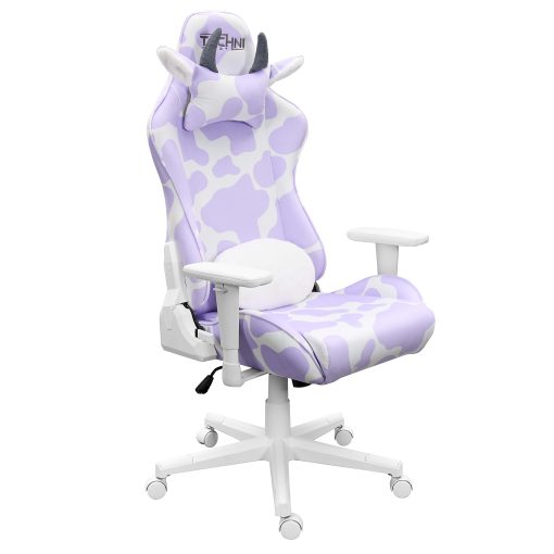 Techni Sport Cow Series Ergonomic Fabric Computer Gaming Chair, Lavender