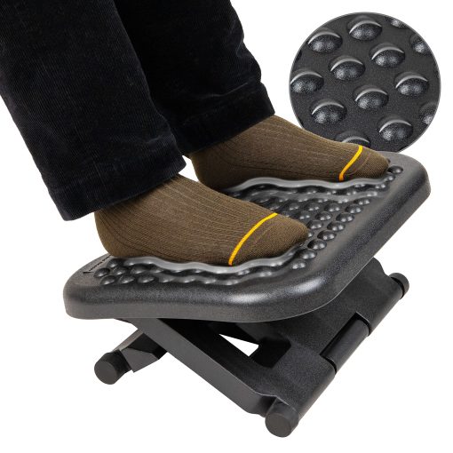 Mind Reader Adjustable-Height Footrest, 6-1/4"H x 13"W x 17"D, Black - Image 2