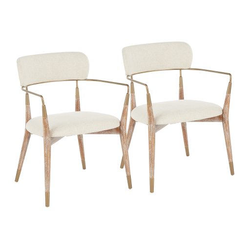 LumiSource Savannah Chairs, Cream/Copper/White Washed, Set Of 2 Chairs - Image 2