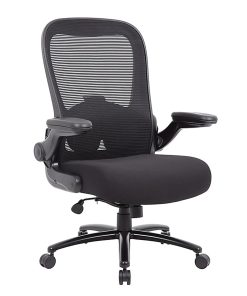 Boss Office Products Heavy-Duty Flip Arm Ergonomic Mesh High-Back Task Chair, Black