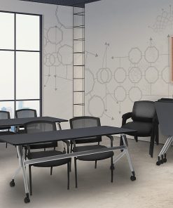 Regency Knight Mesh Stacking Chairs, Black, Pack Of 4 Chairs 2