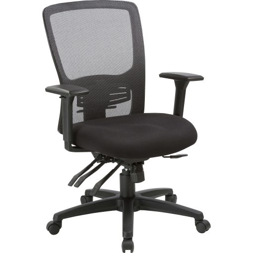 Lorell® Ergonomic Mesh High-Back Chair, Fabric Seat, Black