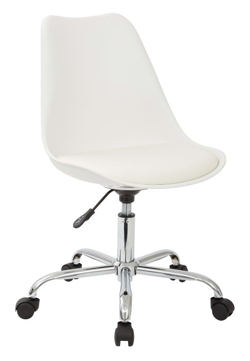 Ave Six Emerson Mid-Back Chair, White/Silver