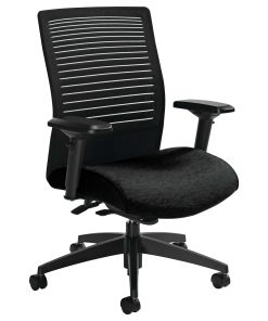 Global® Loover Mid-Back Weight-Sensing Synchro Chair, 39″H x 25 1/2″W x 24″D, Black Coal/Black 2