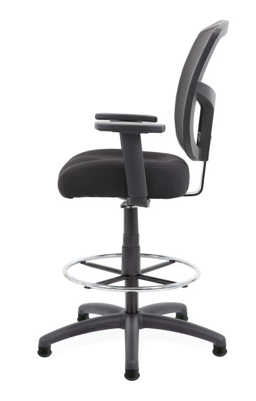 Boss Office Products Mesh Drafting Stool With Back, Footring, Black - Image 2