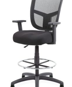 Boss Office Products Mesh Drafting Stool With Back, Footring, Black