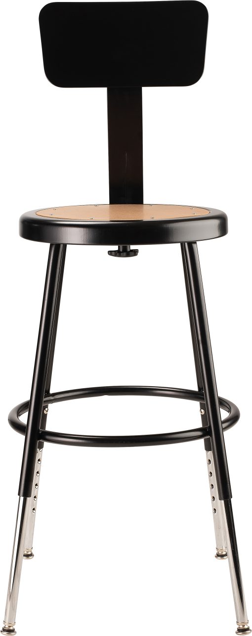 National Public Seating Adjustable Hardboard Stool With Back, 19"-27"H, Black - Image 2