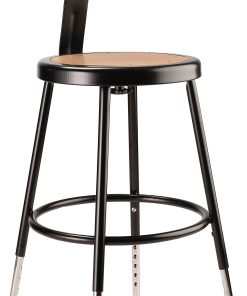 National Public Seating Adjustable Hardboard Stool With Back, 19"-27"H, Black
