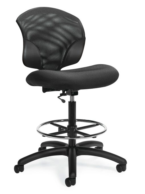 Global® Tye Low Back Adjustable Height Stool, Armless, 44 1/2"H x 25"W x 26"D, Ebony/Black - Image 2