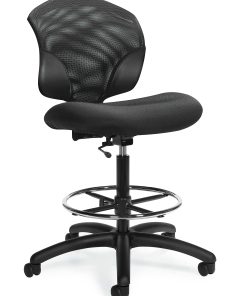 Global® Tye Low Back Adjustable Height Stool, Armless, 44 1/2"H x 25"W x 26"D, Ebony/Black
