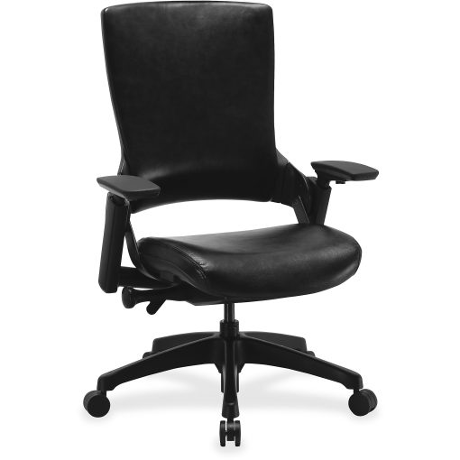 Lorell® Serenity Ergonomic Bonded Leather High-Back  Executive Chair, Black - Image 2