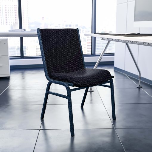 Flash Furniture HERCULES Series Stack Accent Chair, Black Patterned Fabric/Silvervein Frame
