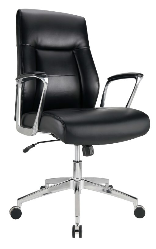 Realspace® Modern Comfort Delagio Bonded Leather Mid-Back Manager's Chair, Black/Silver - Image 2