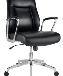 Realspace® Modern Comfort Delagio Bonded Leather Mid-Back Manager's Chair, Black/Silver