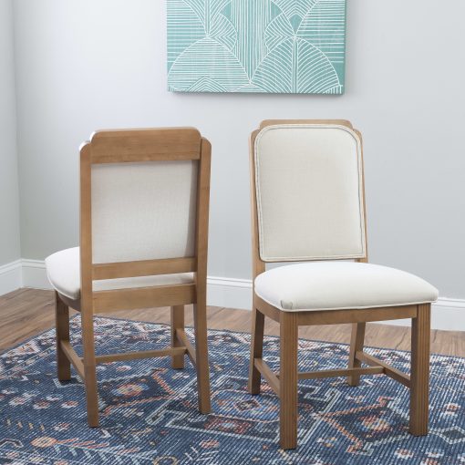 Linon Bookbinder Upholstered Dining Accent Chairs, Gray/Brown, Set Of 2 Chairs - Image 2