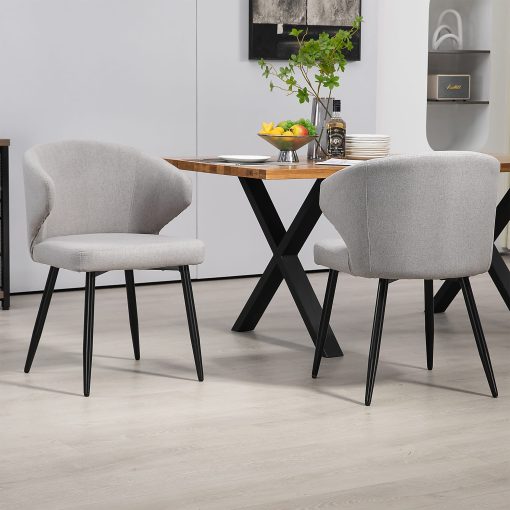 Glamour Home Bard Fabric Dining Accent Chairs, Gray, Set Of 2 Chairs - Image 2