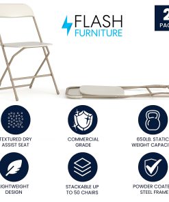 Flash Furniture Hercules Plastic Folding Chairs With 650-lb Capacity, Beige/Gray, Set Of 2 Chairs 2