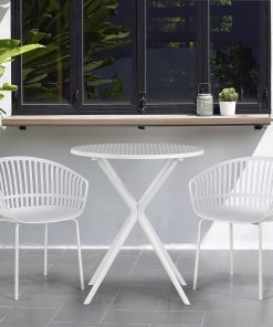 Glamour Home Barras Plastic Dining Accent Chairs, White, Set Of 2 Chairs