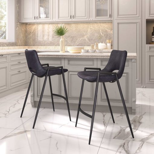 Zuo Desi Counter-Height Stools, Black, Set Of 2 Stools - Image 2