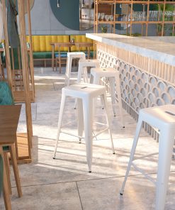 Flash Furniture Commercial Backless Bar Stool, White