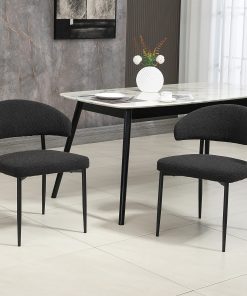 Glamour Home Ayoka Boucle Fabric Dining Chairs, Black, Set Of 2 Chairs