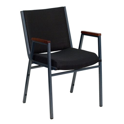 Flash Furniture HERCULES Series Stack Accent Chair With Arms, Black Patterned Fabric/Silvervein Frame - Image 2