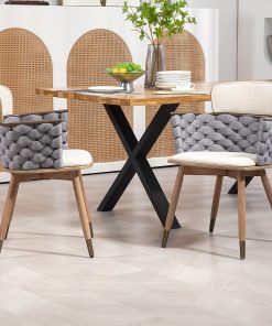 Glamour Home Bechor Woven Fabric Dining Accent Chairs, Gray/Brown, Set Of 2 Chairs 2