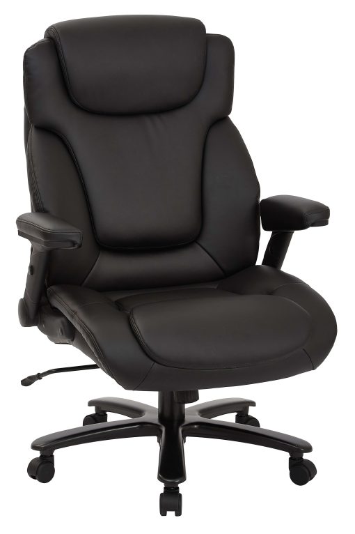 Office Star™ Pro-Line II™ Big & Tall Bonded Leather High-Back Chair With Arms, Black