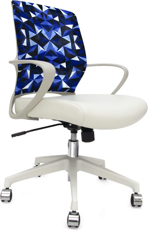 Raynor® Elizabeth Sutton Gramercy Fabric Mid-Back Task Chair, Blue Prism/White/Silver - Image 2