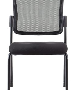 WorkPro® Spectrum Series Mesh/Fabric Stacking Guest Chair, Armless, Black, Set Of 2 Chairs, BIFMA Compliant 2
