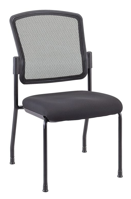 WorkPro® Spectrum Series Mesh/Fabric Stacking Guest Chair, Armless, Black, Set Of 2 Chairs, BIFMA Compliant