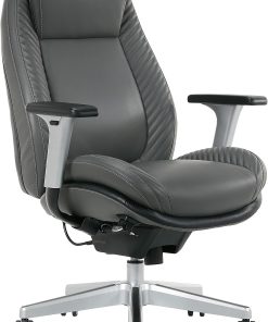Serta® iComfort i6000 Ergonomic Bonded Leather High-Back Manager Office Chair, Gray/Silver