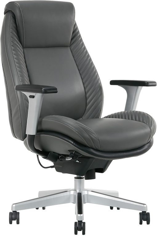 Serta® iComfort i6000 Ergonomic Bonded Leather High-Back Manager Office Chair, Gray/Silver