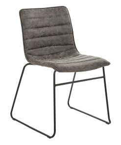 Office Star Halo Faux Leather Stacking Chairs, Charcoal/Black, Set Of 2 Chairs