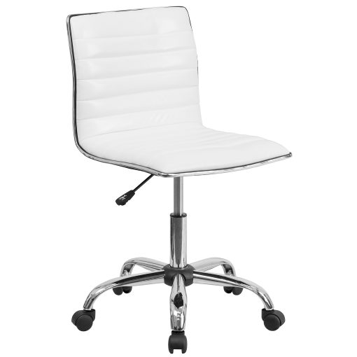 Flash Furniture Vinyl Low-Back Swivel Armless Task Chair, White/Gray - Image 2