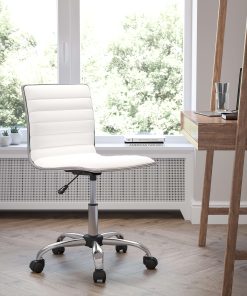 Flash Furniture Vinyl Low-Back Swivel Armless Task Chair, White/Gray