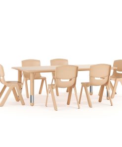 Flash Furniture Plastic Height-Adjustable Activity Table With 6 Chairs, Natural 2