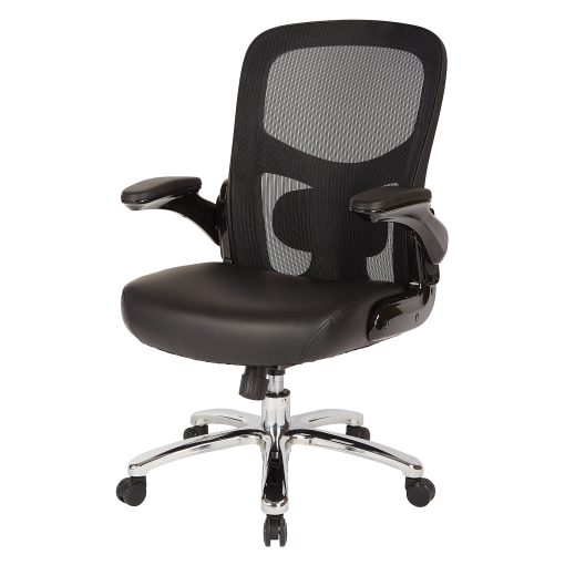 Office Star™ Big & Tall Bonded Leather Mid-Back Executive Chair, Black - Image 2