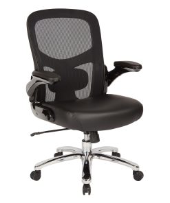 Office Star™ Big & Tall Bonded Leather Mid-Back Executive Chair, Black