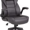 Flash Furniture LeatherSoft Executive Side Reception Chair with Powder Coated Frame, Black/Black 4