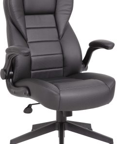 Boss Office Products Ergonomic LeatherPlus™ Bonded Leather High-Back Executive Chair, Black